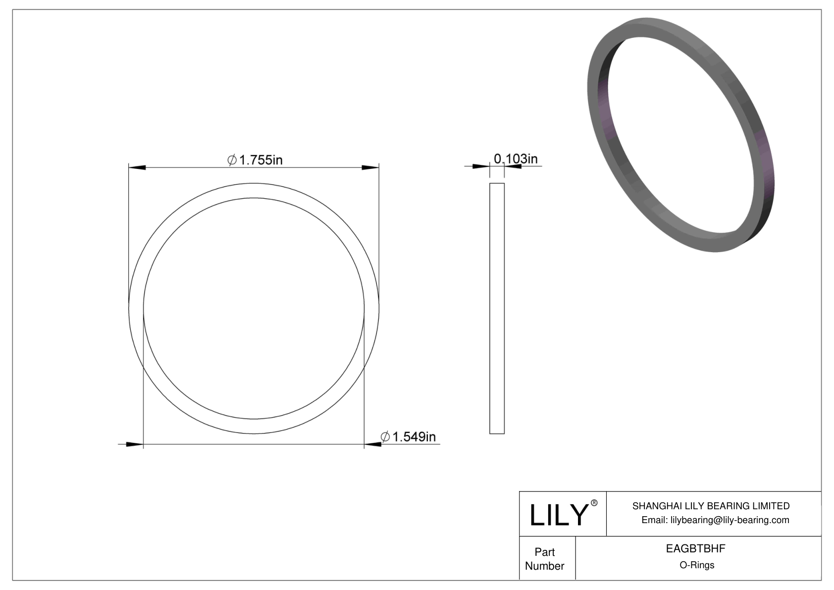 EAGBTBHF Oil Resistant O-Rings Square cad drawing