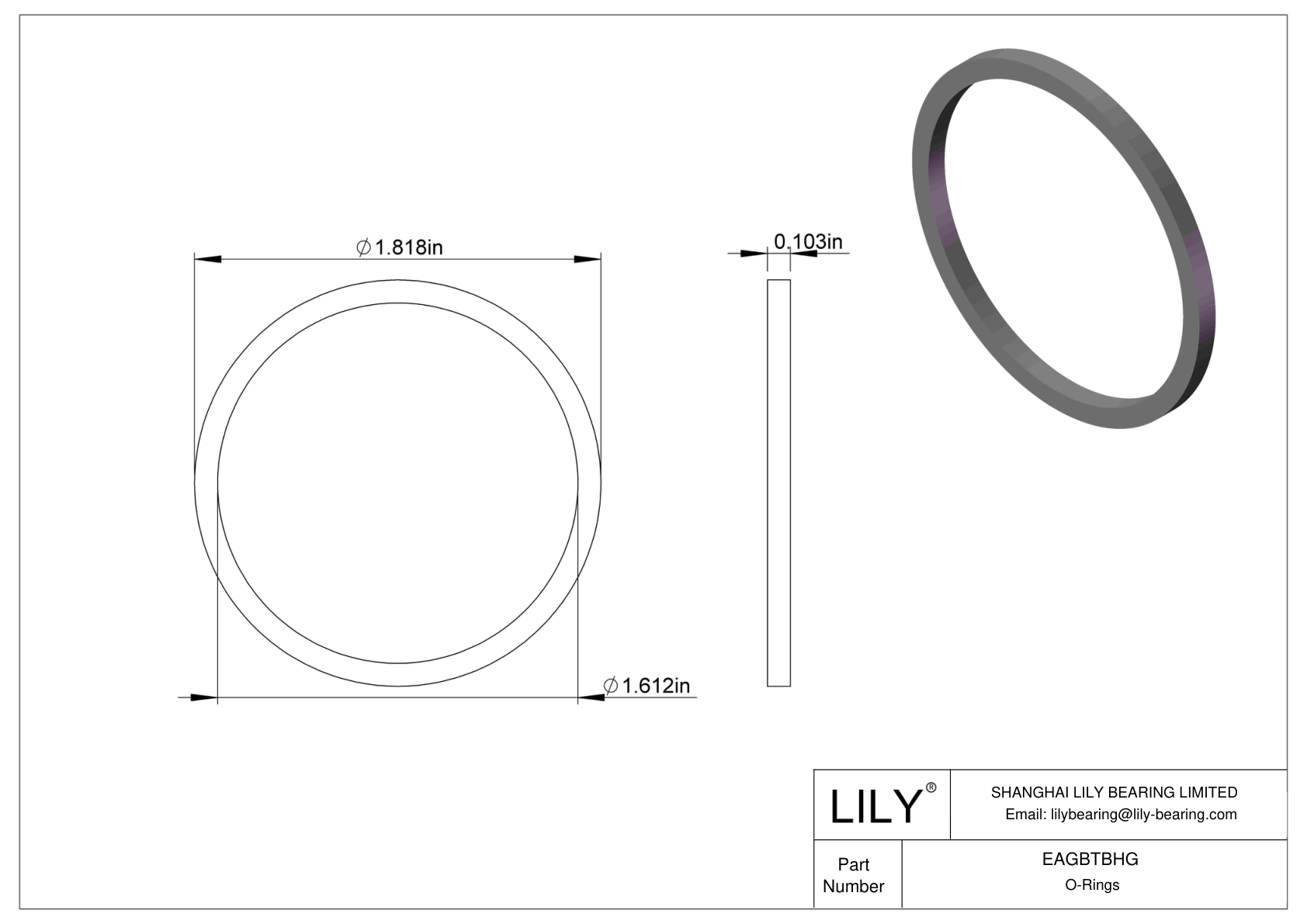 EAGBTBHG Oil Resistant O-Rings Square cad drawing