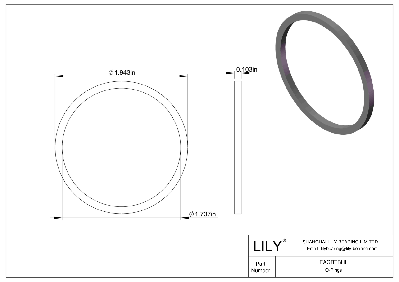 EAGBTBHI Oil Resistant O-Rings Square cad drawing