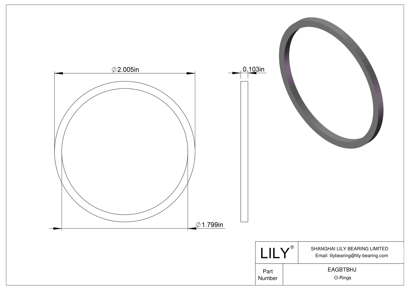 EAGBTBHJ Oil Resistant O-Rings Square cad drawing