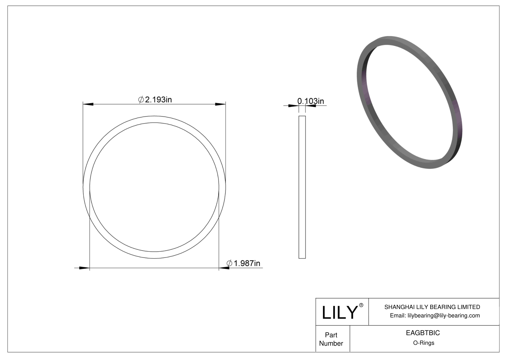 EAGBTBIC Oil Resistant O-Rings Square cad drawing