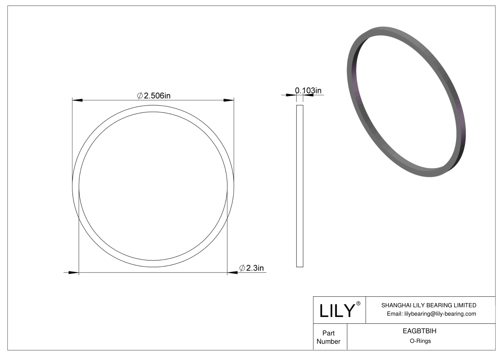 EAGBTBIH Oil Resistant O-Rings Square cad drawing