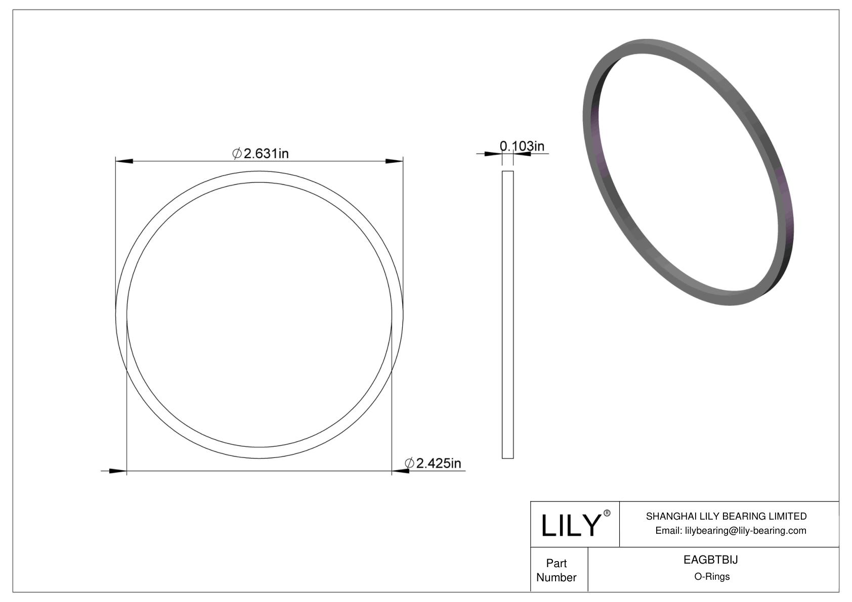 EAGBTBIJ Oil Resistant O-Rings Square cad drawing
