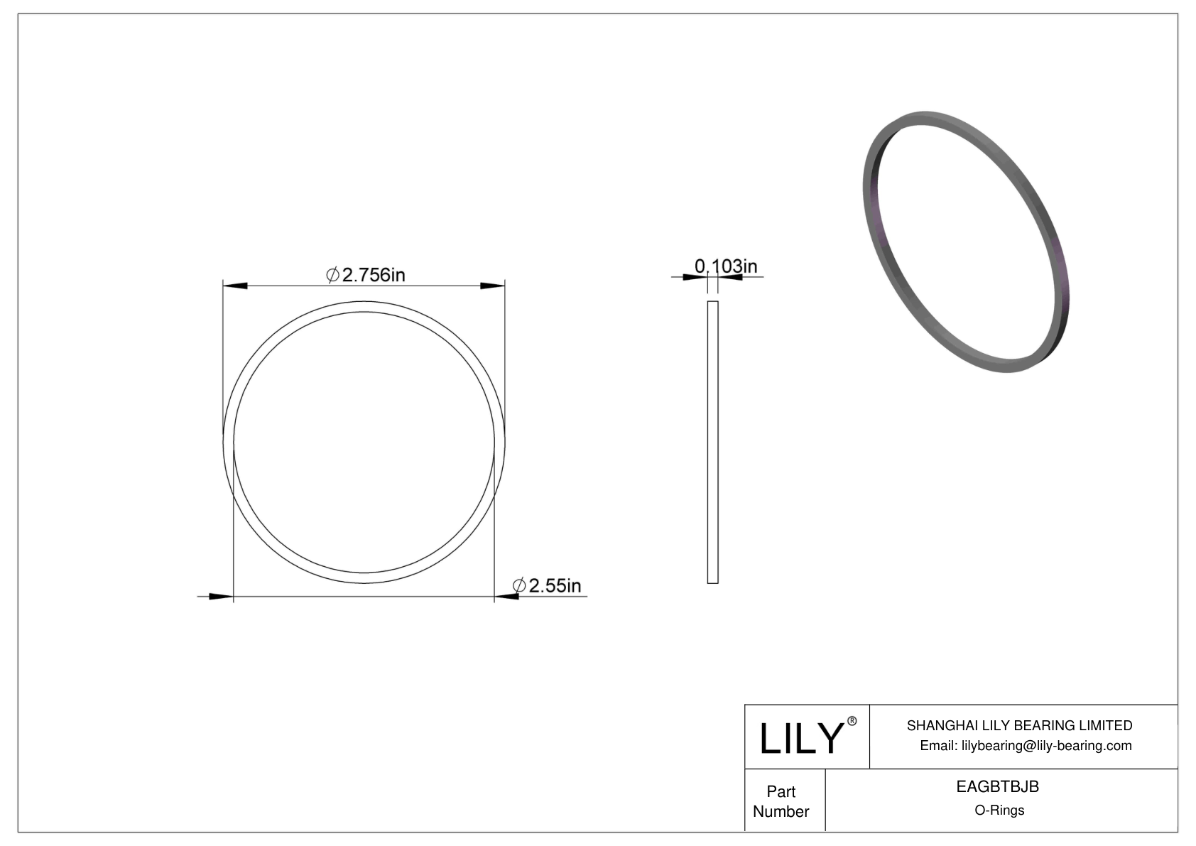 EAGBTBJB Oil Resistant O-Rings Square cad drawing