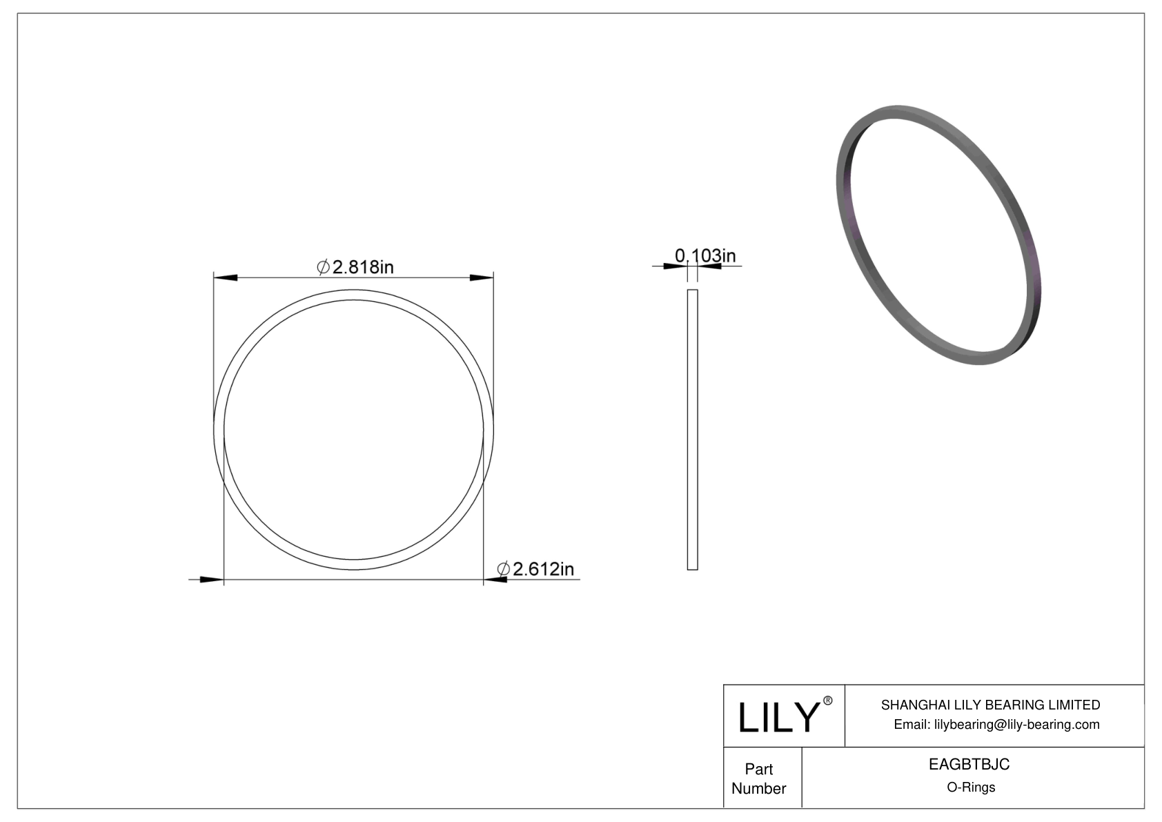 EAGBTBJC Oil Resistant O-Rings Square cad drawing