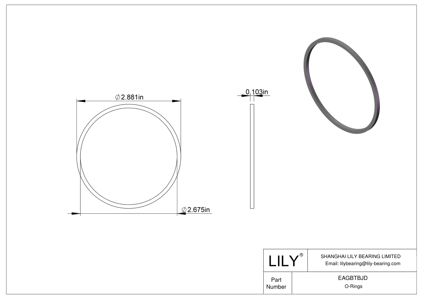 EAGBTBJD Oil Resistant O-Rings Square cad drawing