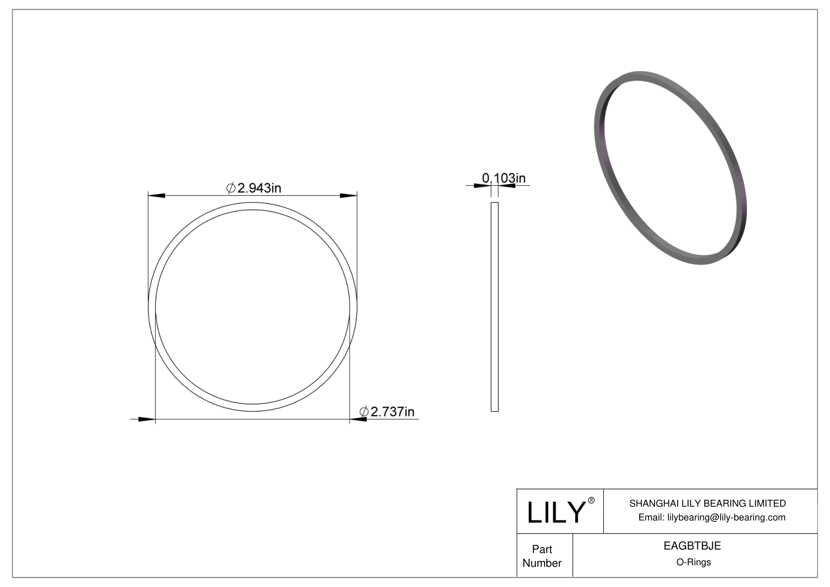 EAGBTBJE Oil Resistant O-Rings Square cad drawing