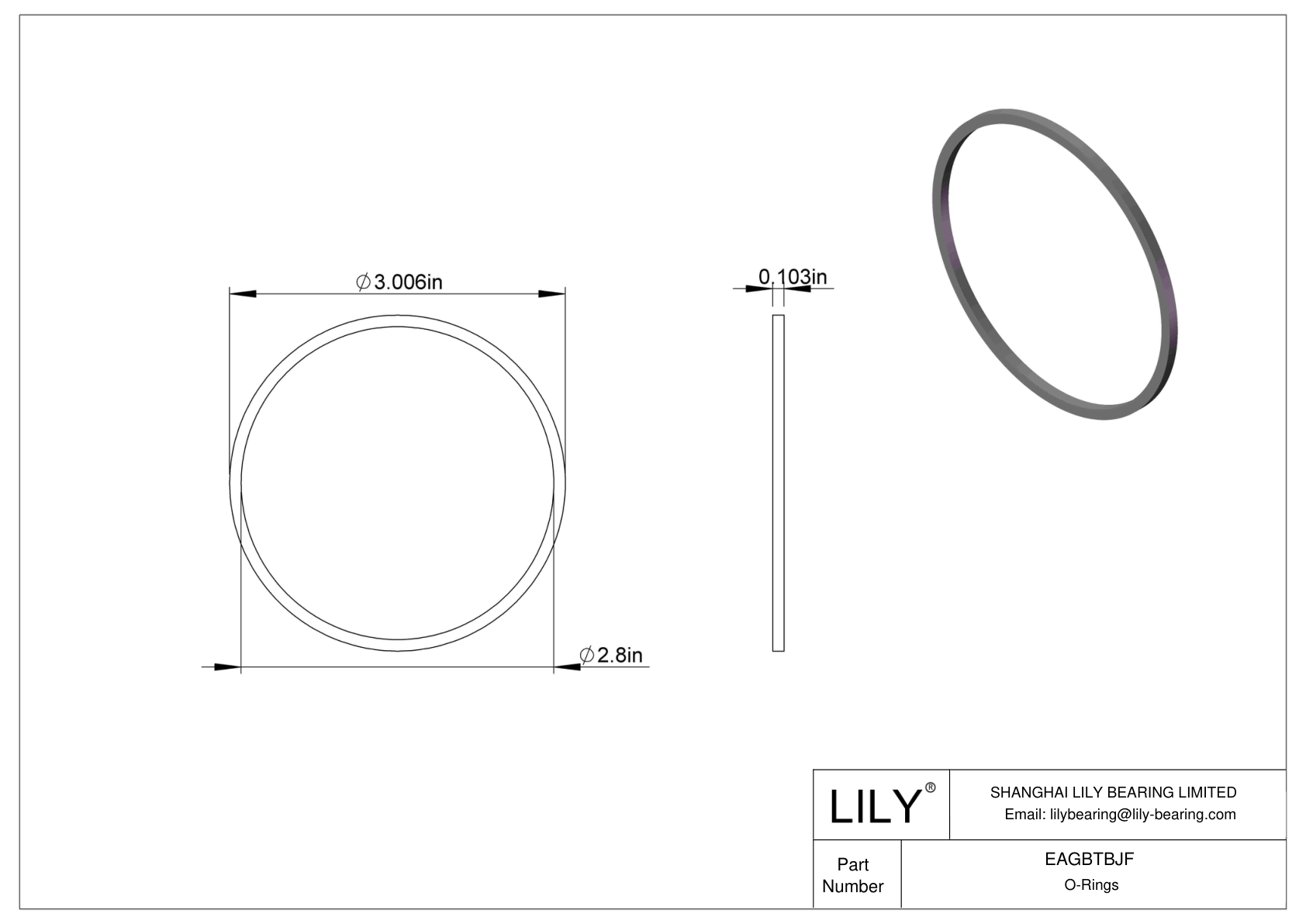EAGBTBJF Oil Resistant O-Rings Square cad drawing