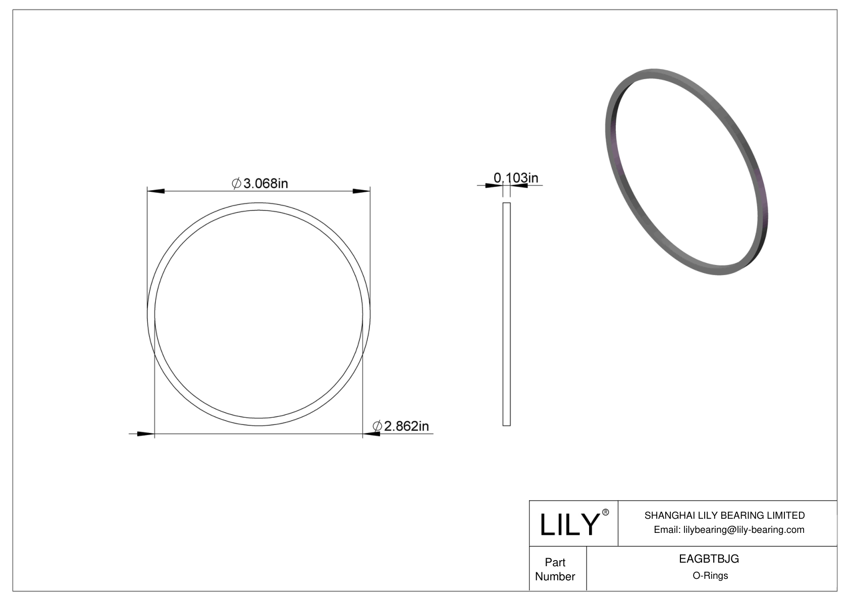 EAGBTBJG Oil Resistant O-Rings Square cad drawing