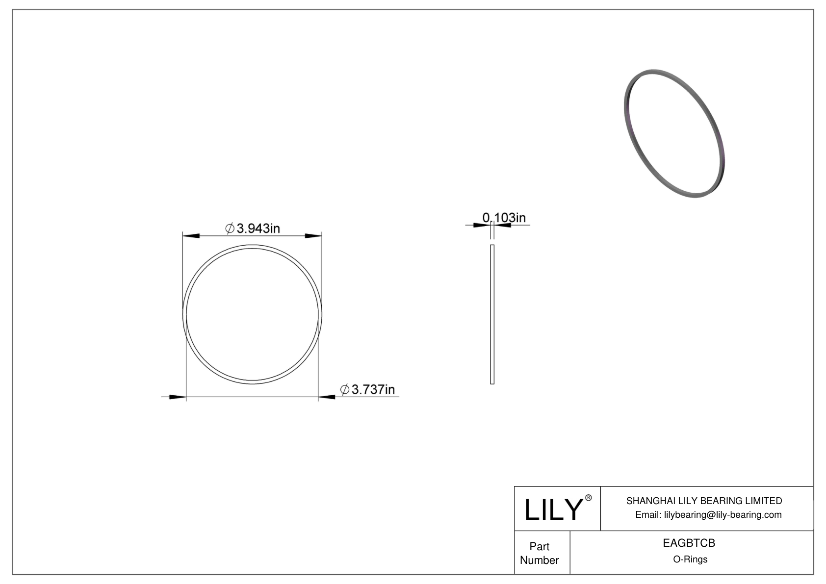 EAGBTCB Oil Resistant O-Rings Square cad drawing