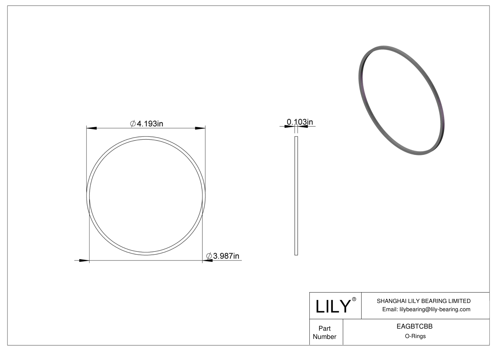 EAGBTCBB Oil Resistant O-Rings Square cad drawing