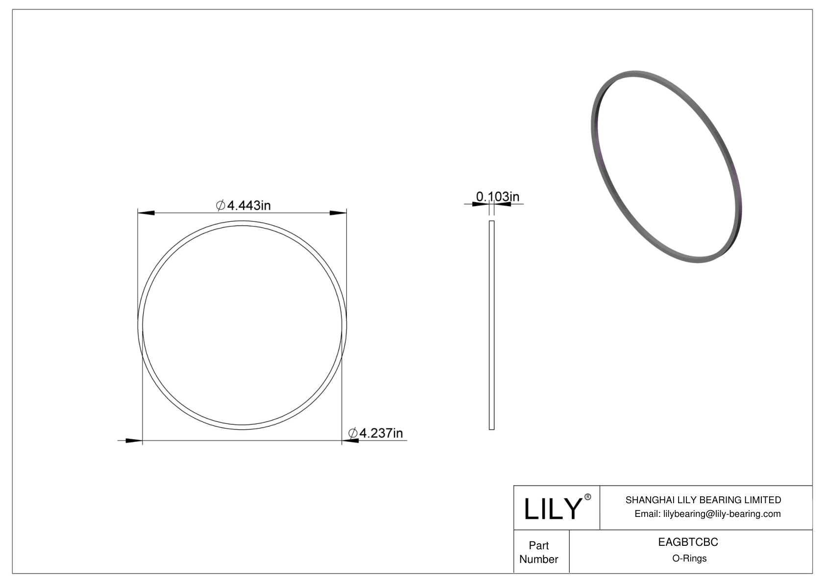 EAGBTCBC Oil Resistant O-Rings Square cad drawing