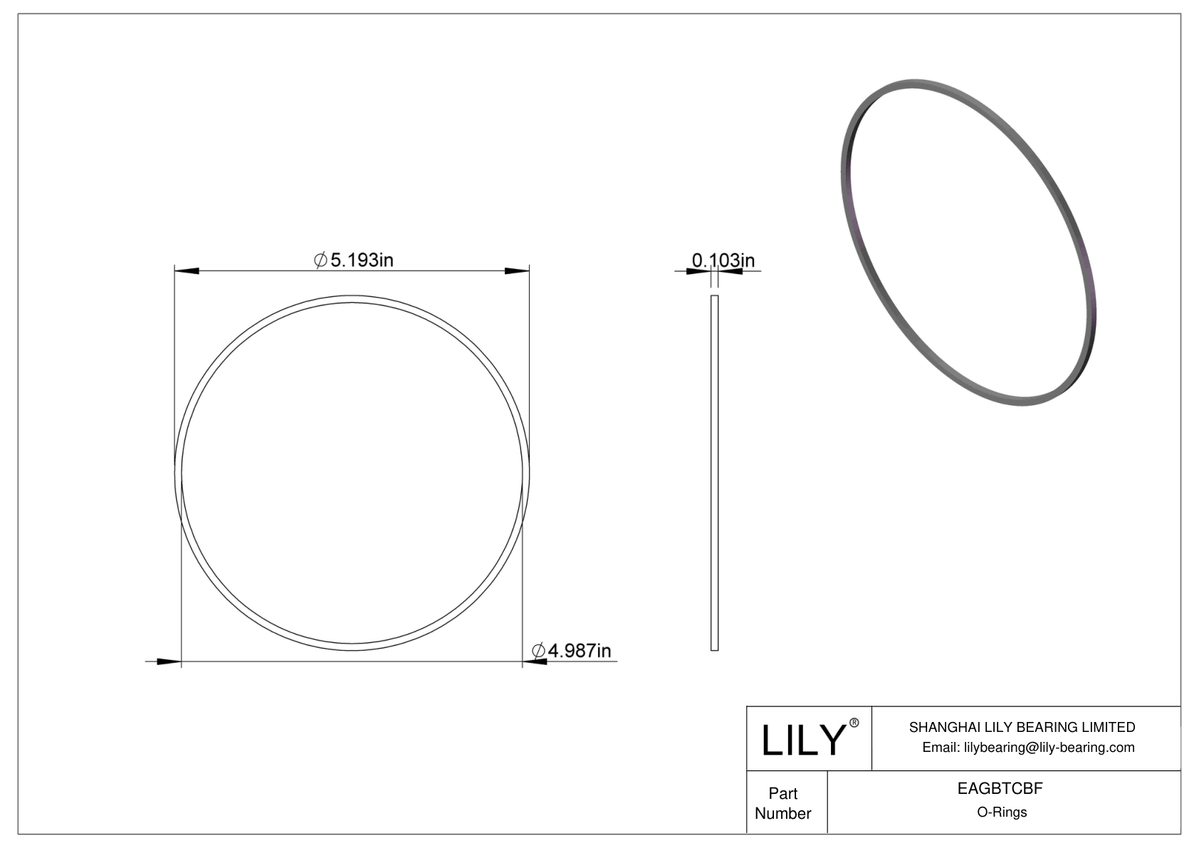 EAGBTCBF Oil Resistant O-Rings Square cad drawing