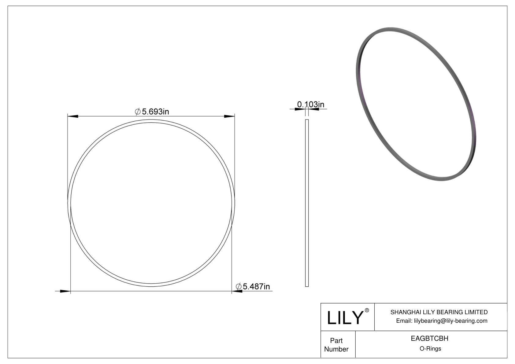 EAGBTCBH Oil Resistant O-Rings Square cad drawing