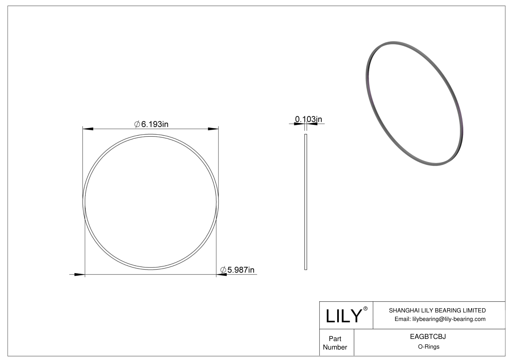 EAGBTCBJ Oil Resistant O-Rings Square cad drawing