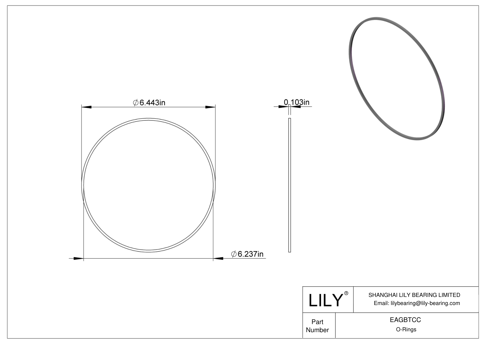 EAGBTCC Oil Resistant O-Rings Square cad drawing