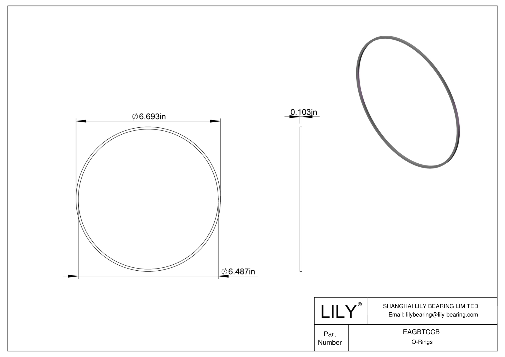 EAGBTCCB Oil Resistant O-Rings Square cad drawing