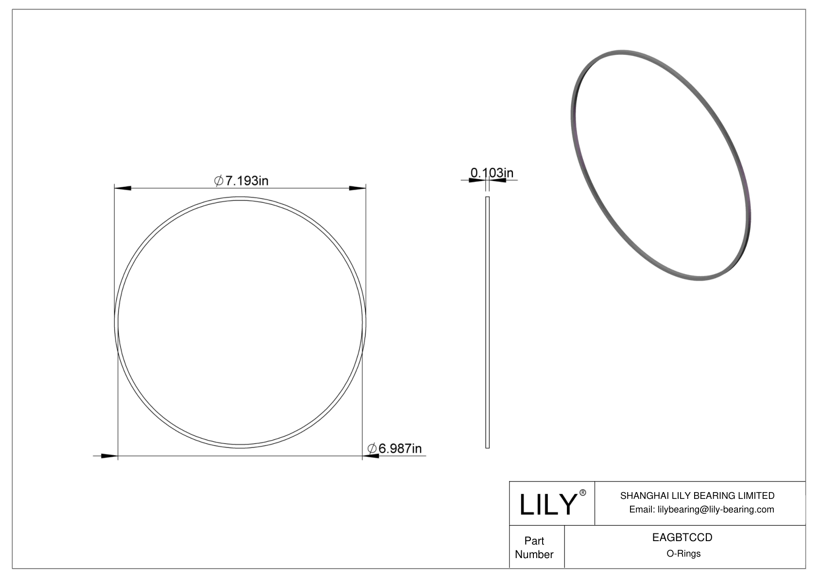 EAGBTCCD Oil Resistant O-Rings Square cad drawing