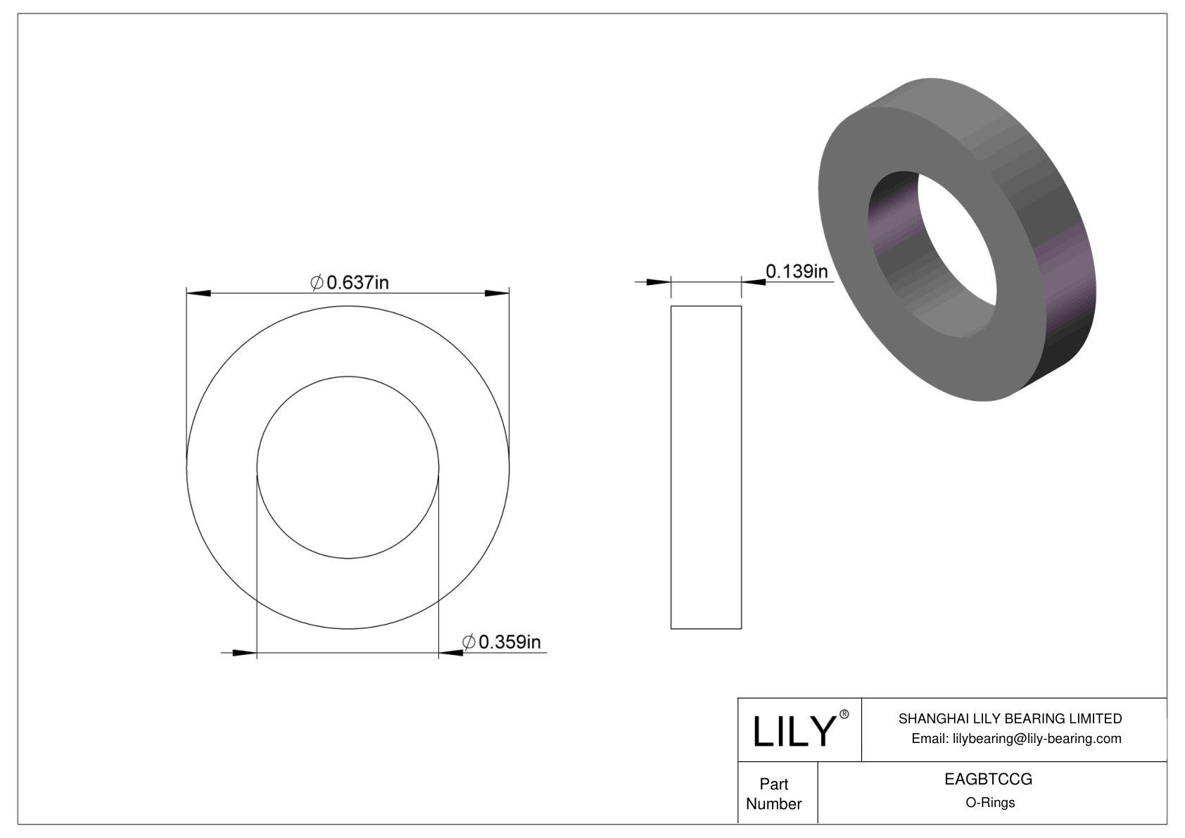 EAGBTCCG Oil Resistant O-Rings Square cad drawing