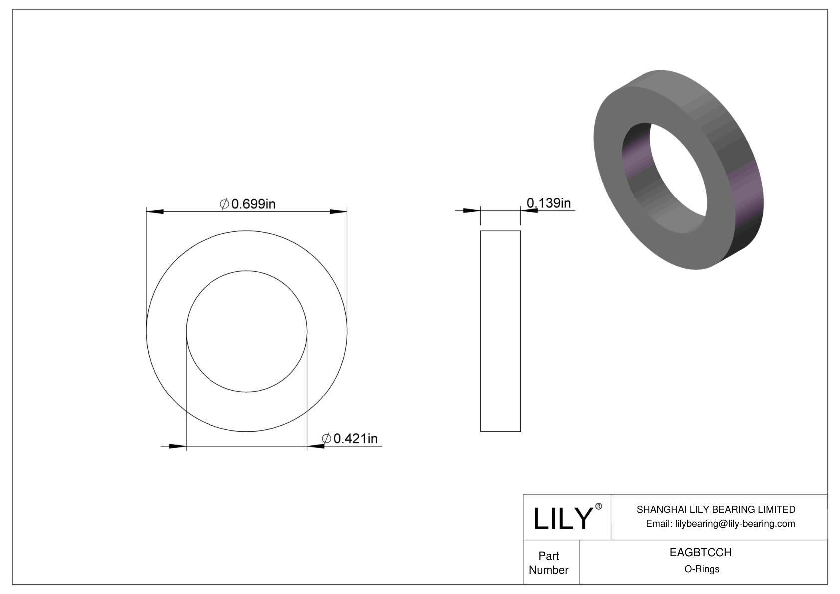 EAGBTCCH Oil Resistant O-Rings Square cad drawing