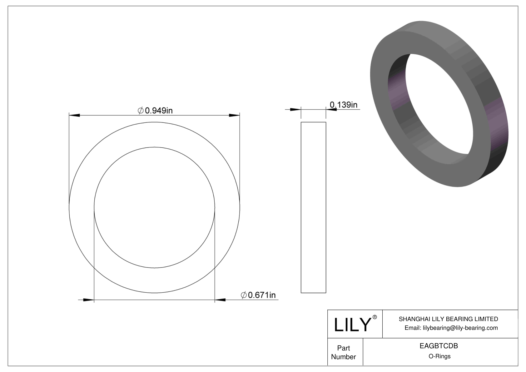 EAGBTCDB Oil Resistant O-Rings Square cad drawing