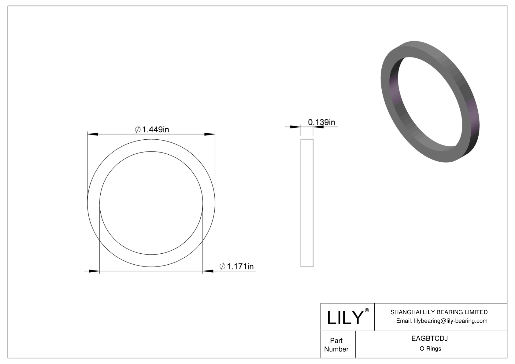 EAGBTCDJ Oil Resistant O-Rings Square cad drawing