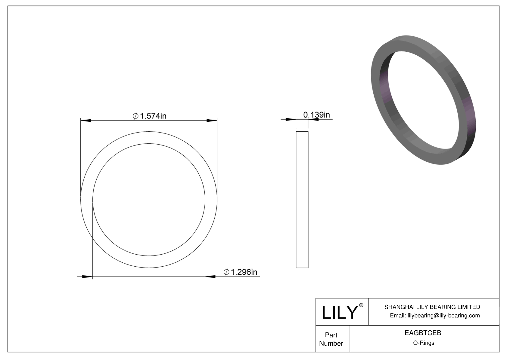 EAGBTCEB Oil Resistant O-Rings Square cad drawing