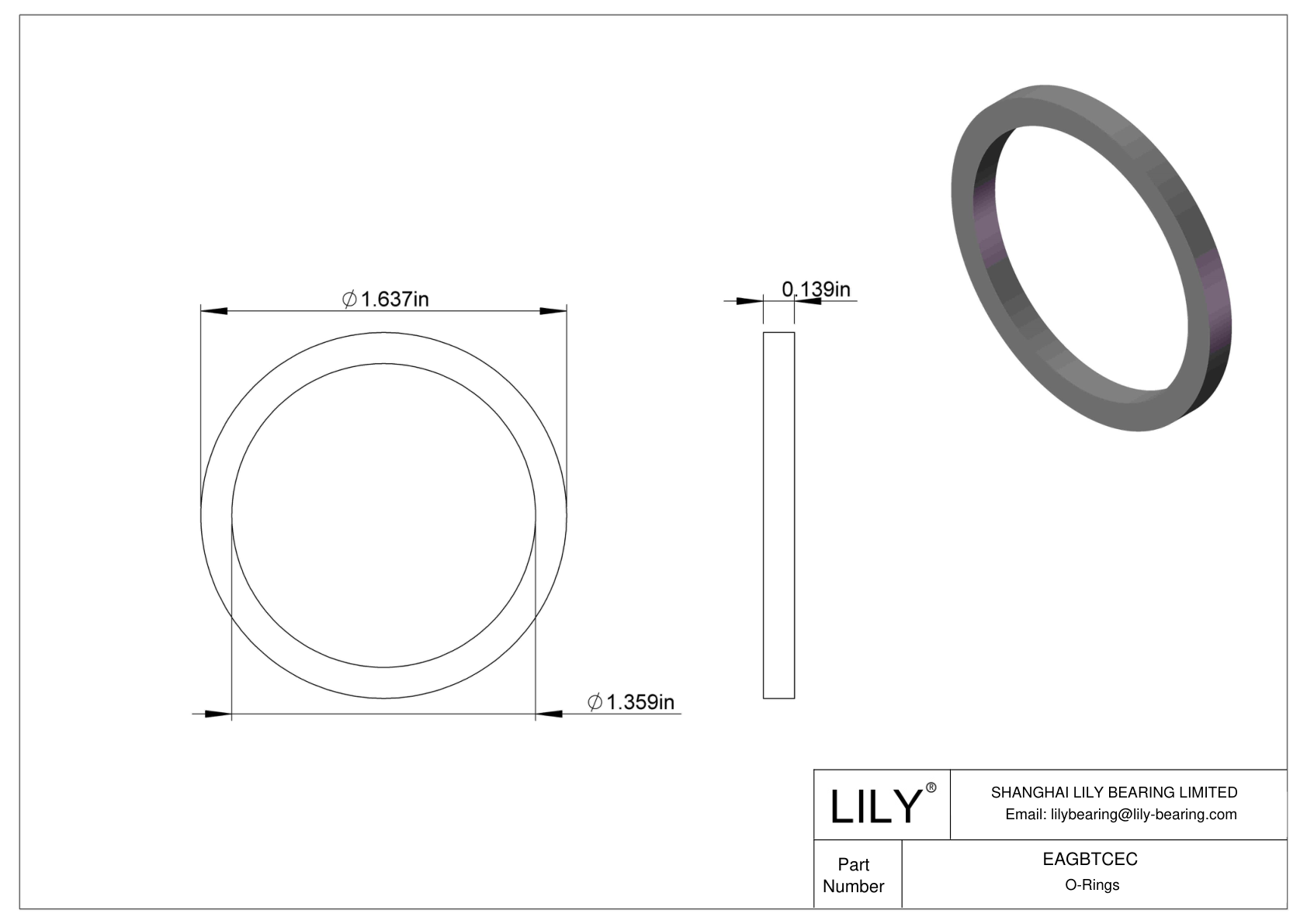EAGBTCEC Oil Resistant O-Rings Square cad drawing