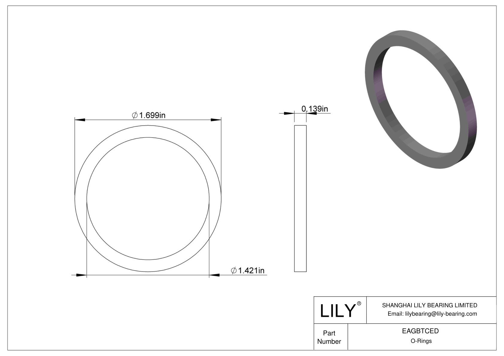 EAGBTCED Oil Resistant O-Rings Square cad drawing