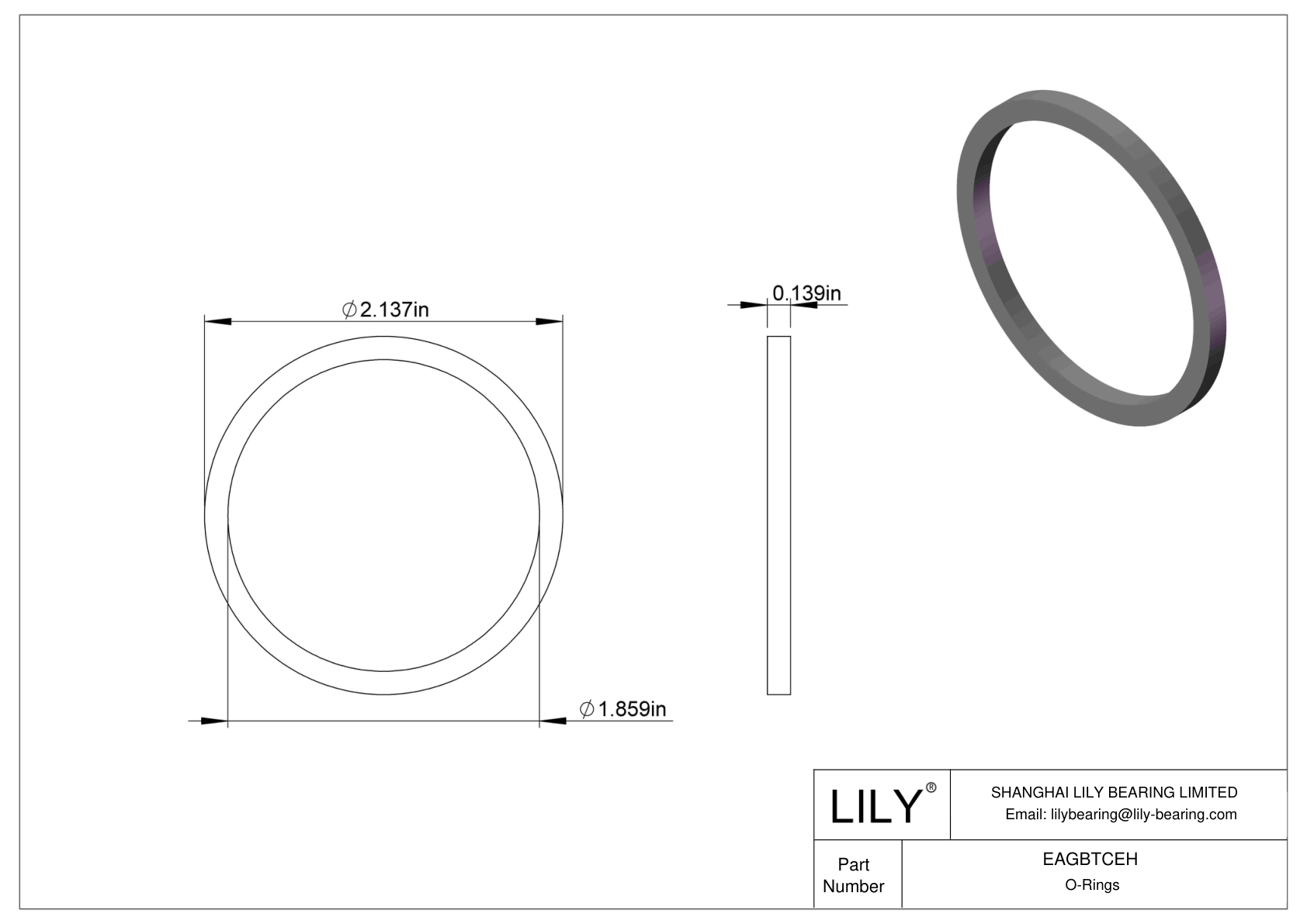 EAGBTCEH Oil Resistant O-Rings Square cad drawing