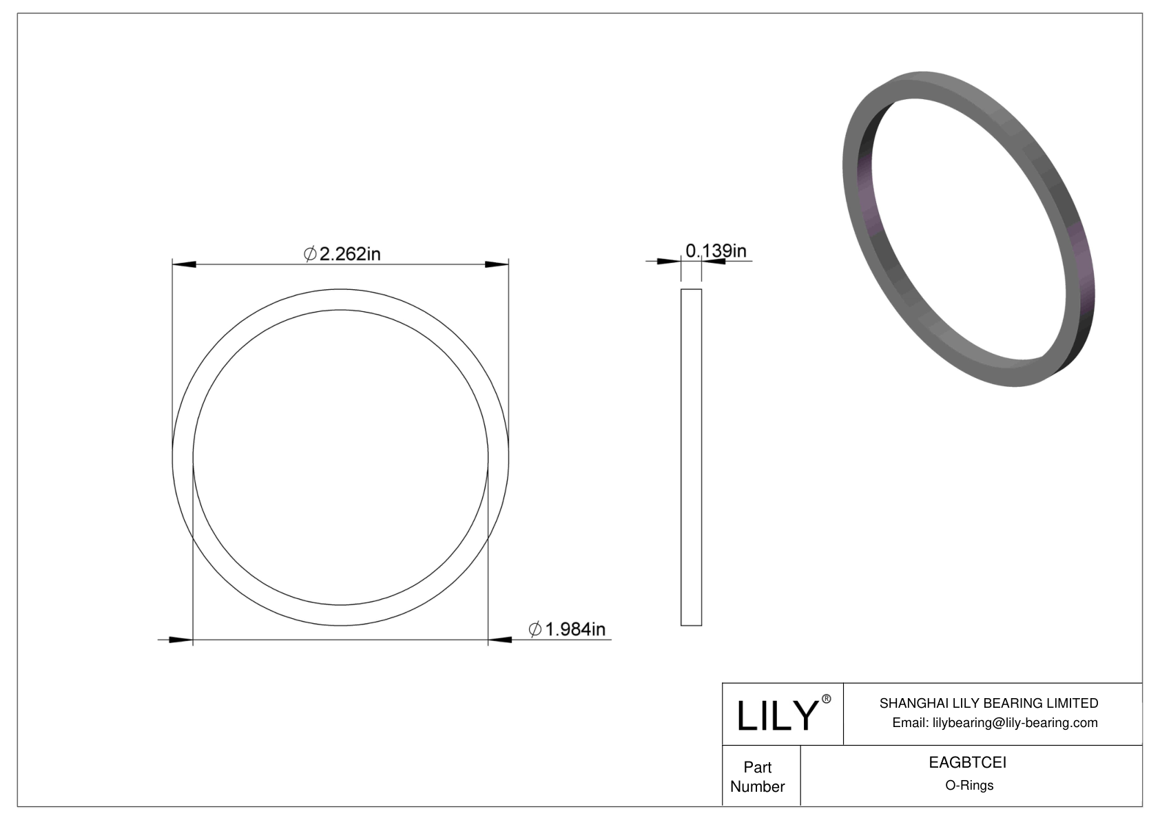 EAGBTCEI Oil Resistant O-Rings Square cad drawing