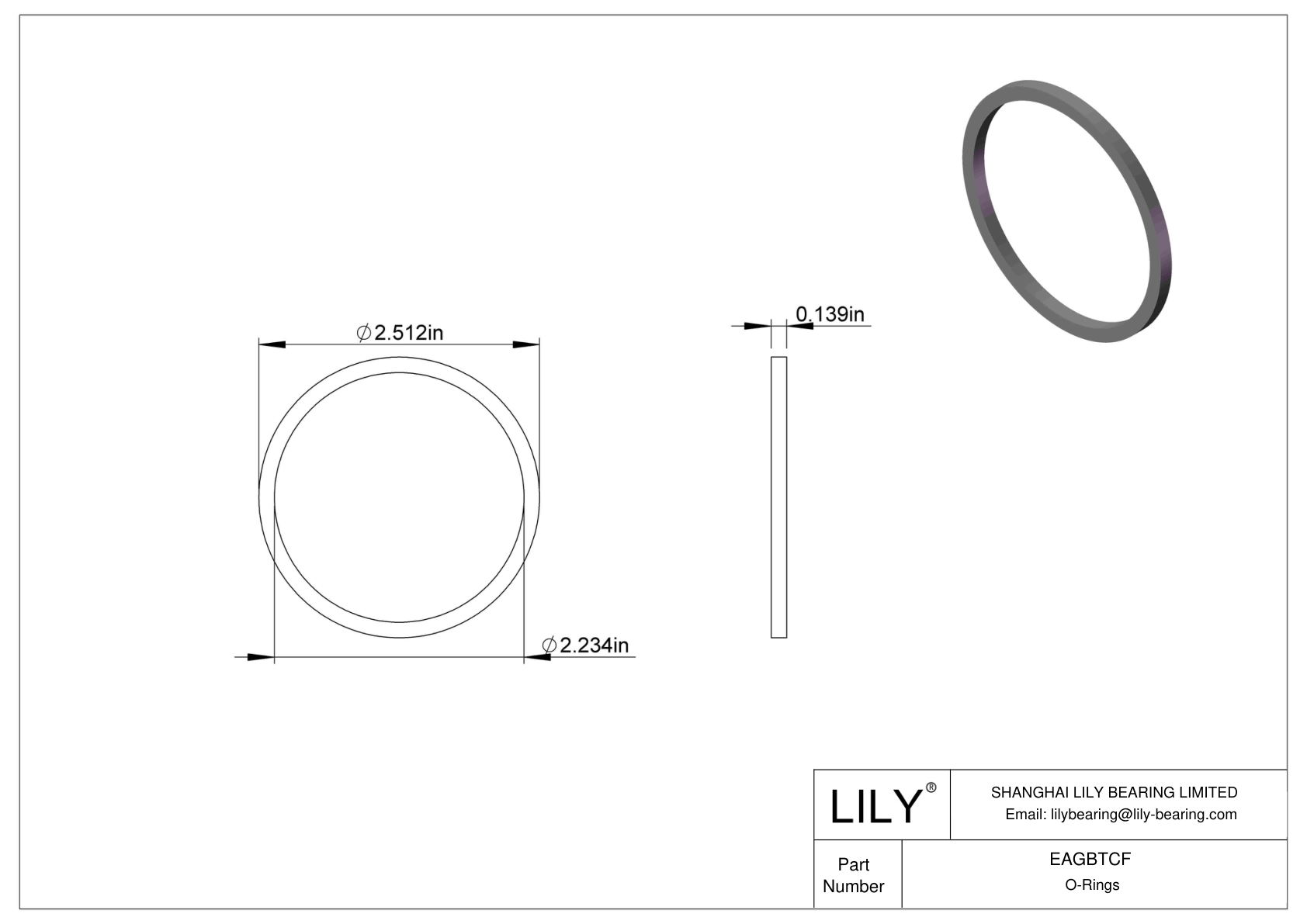 EAGBTCF Oil Resistant O-Rings Square cad drawing