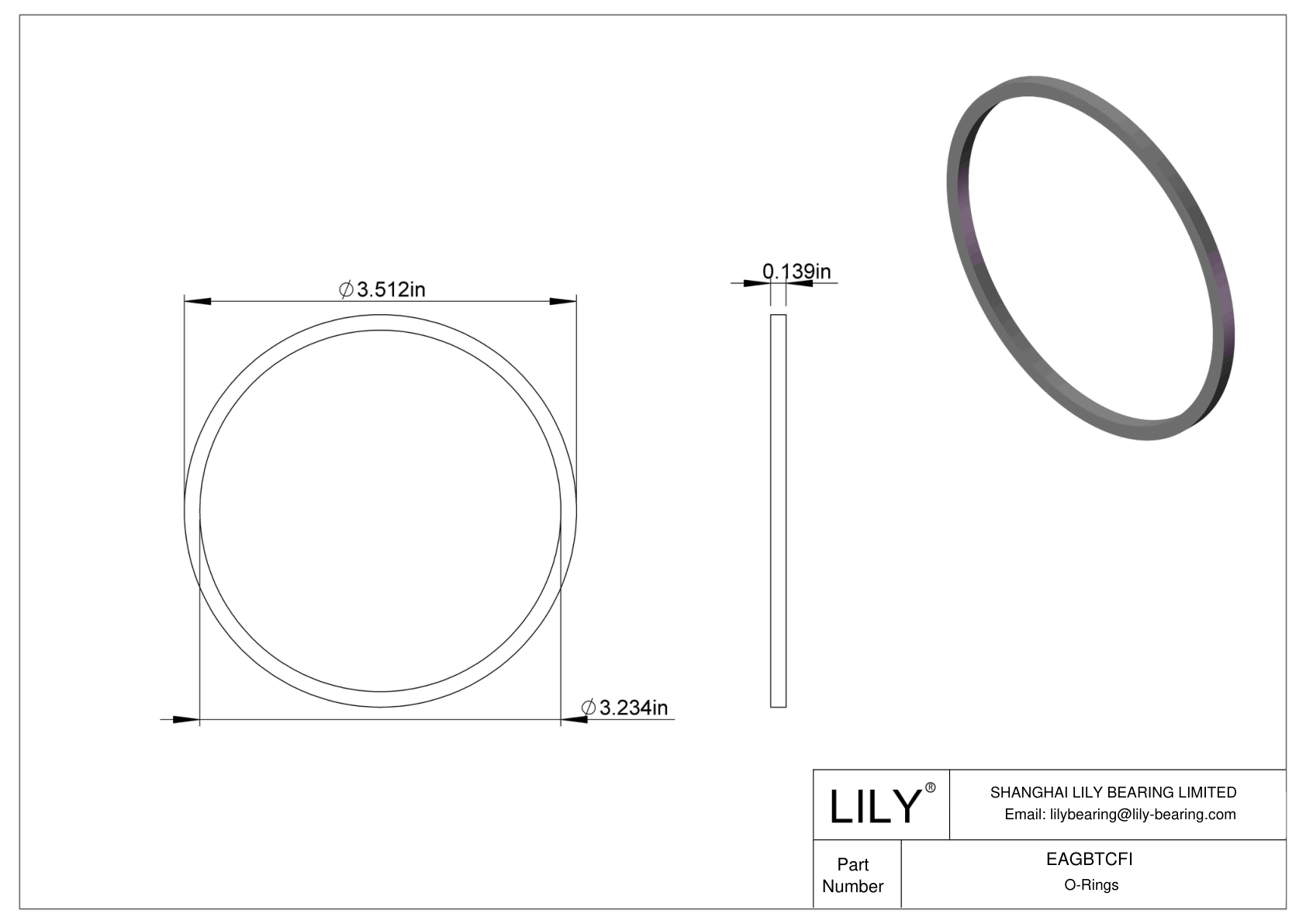 EAGBTCFI Oil Resistant O-Rings Square cad drawing