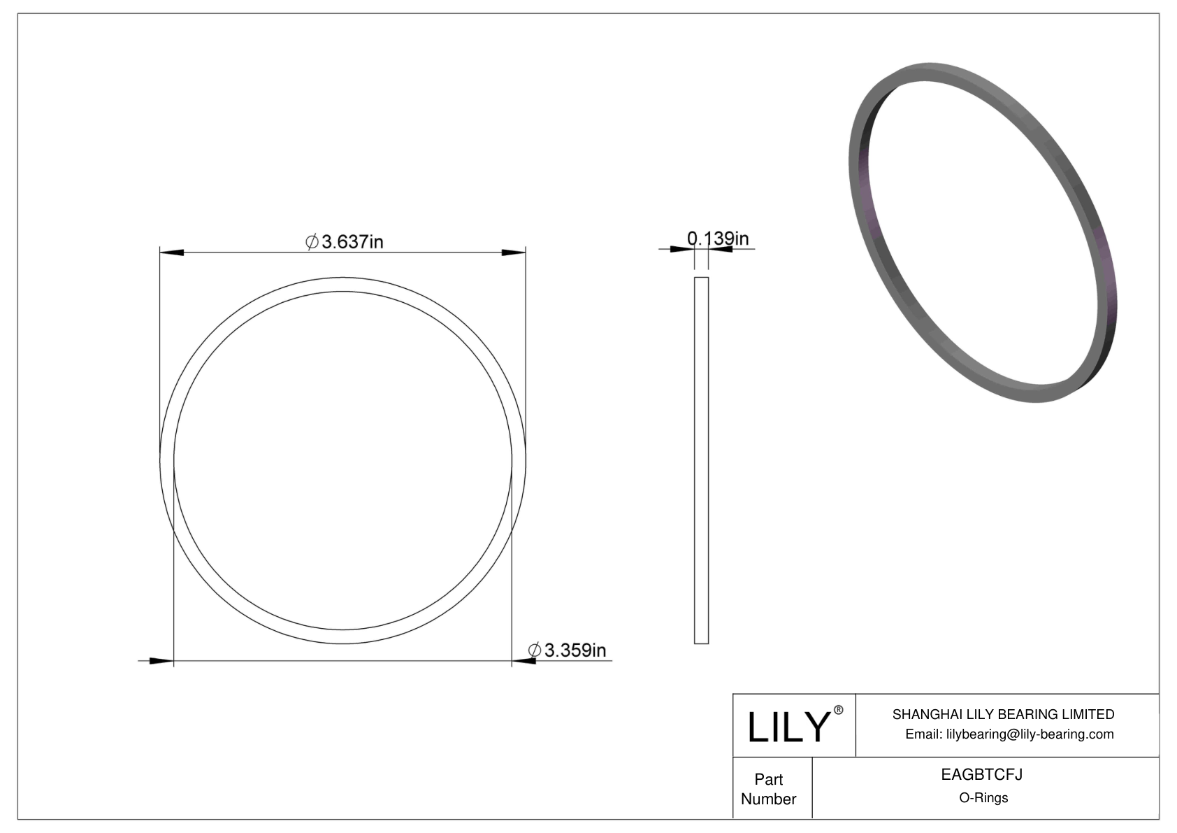 EAGBTCFJ Oil Resistant O-Rings Square cad drawing