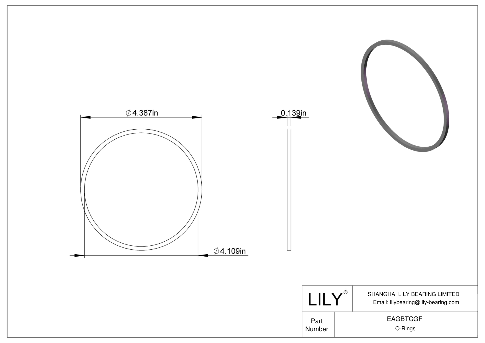 EAGBTCGF Oil Resistant O-Rings Square cad drawing