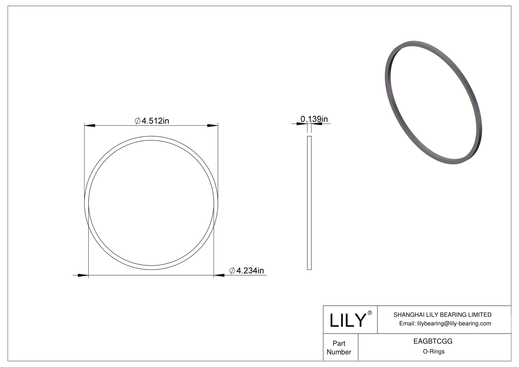 EAGBTCGG Oil Resistant O-Rings Square cad drawing