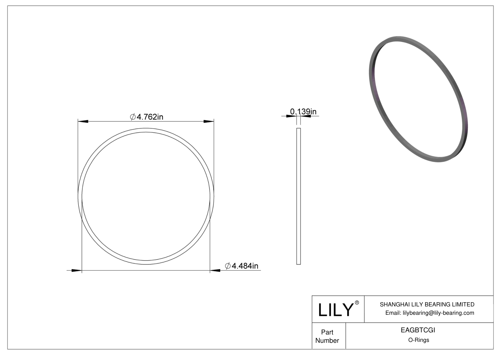 EAGBTCGI Oil Resistant O-Rings Square cad drawing