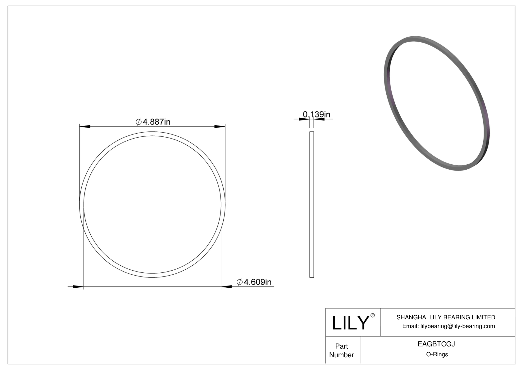 EAGBTCGJ Oil Resistant O-Rings Square cad drawing
