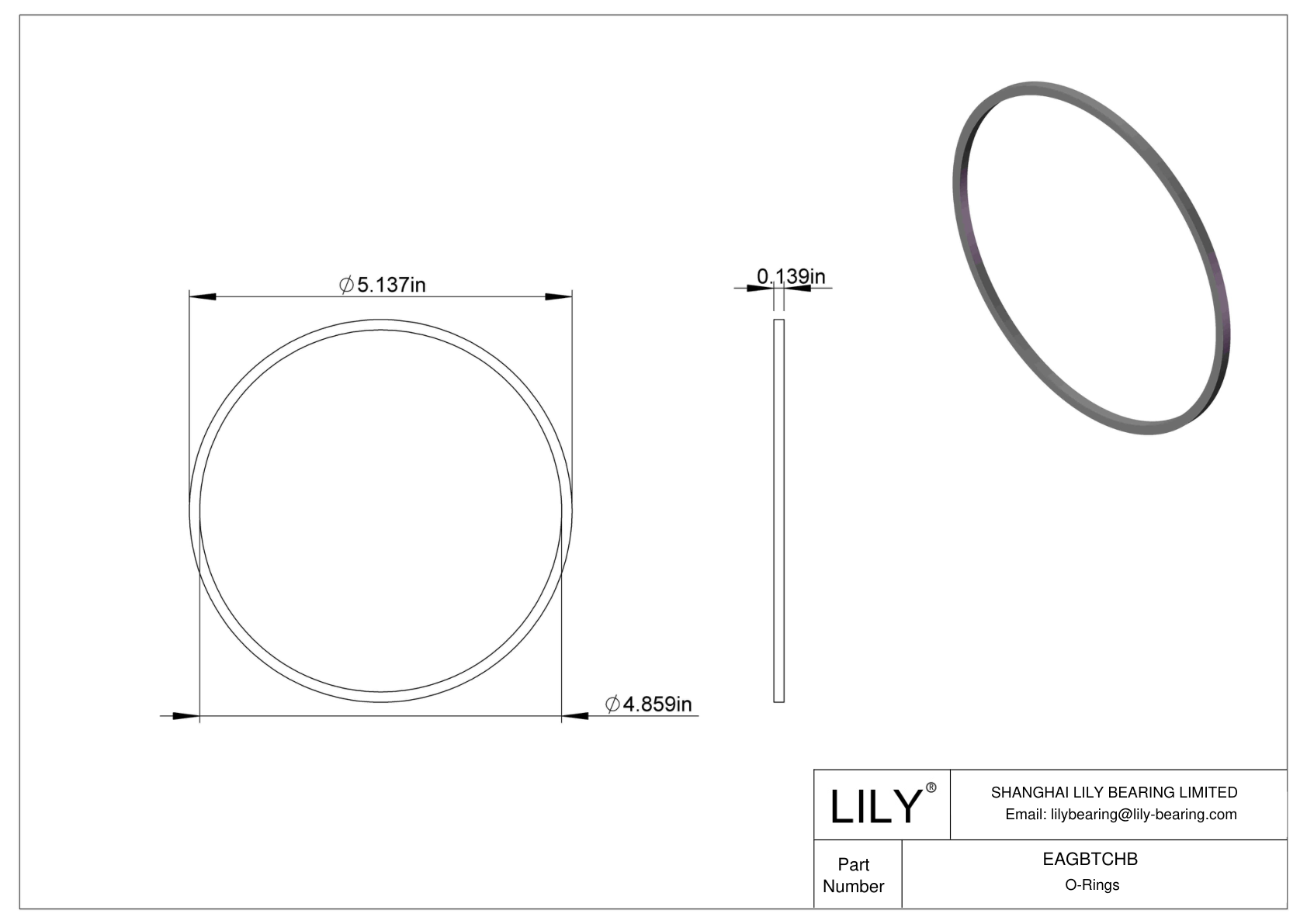 EAGBTCHB Oil Resistant O-Rings Square cad drawing