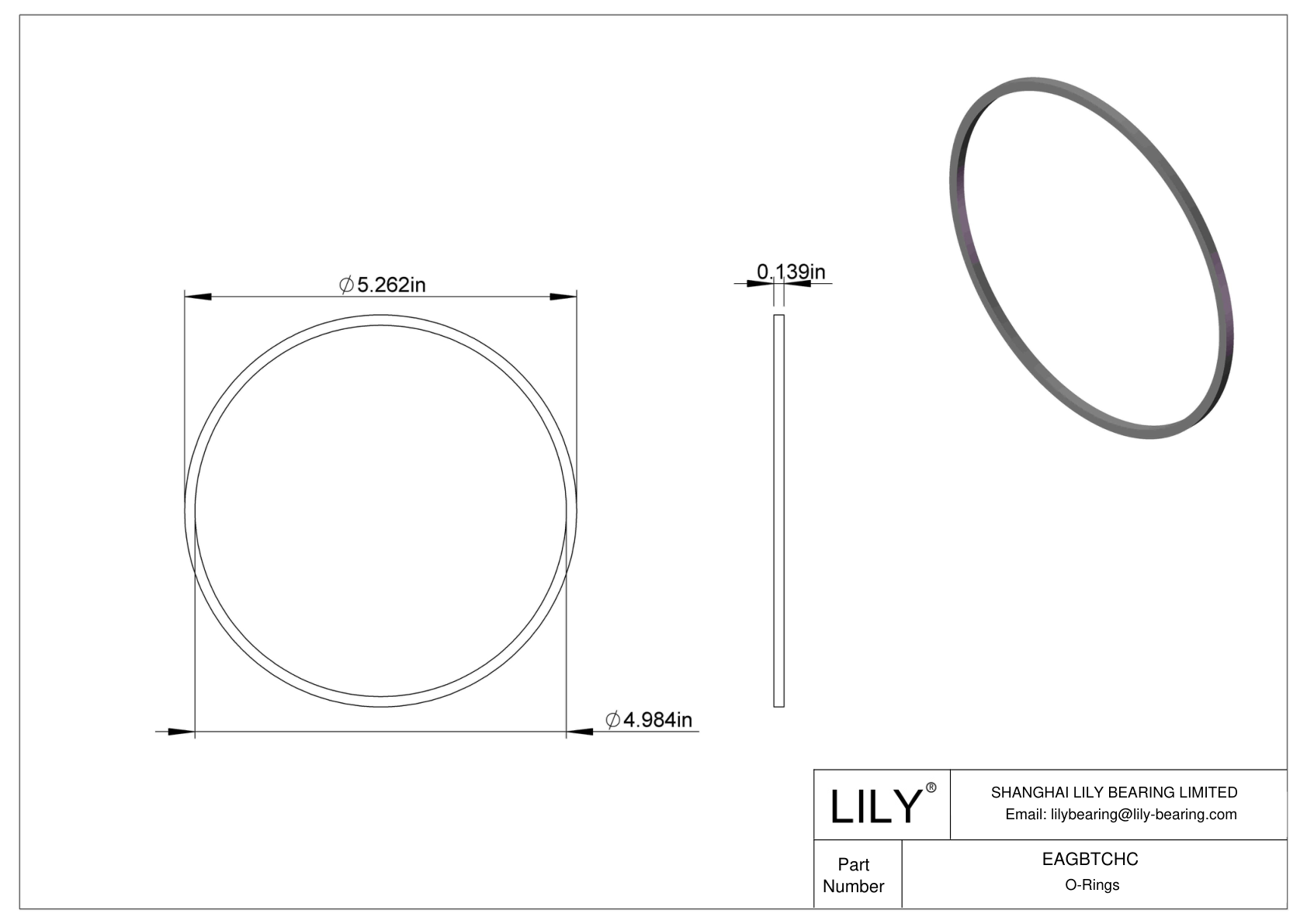 EAGBTCHC Oil Resistant O-Rings Square cad drawing