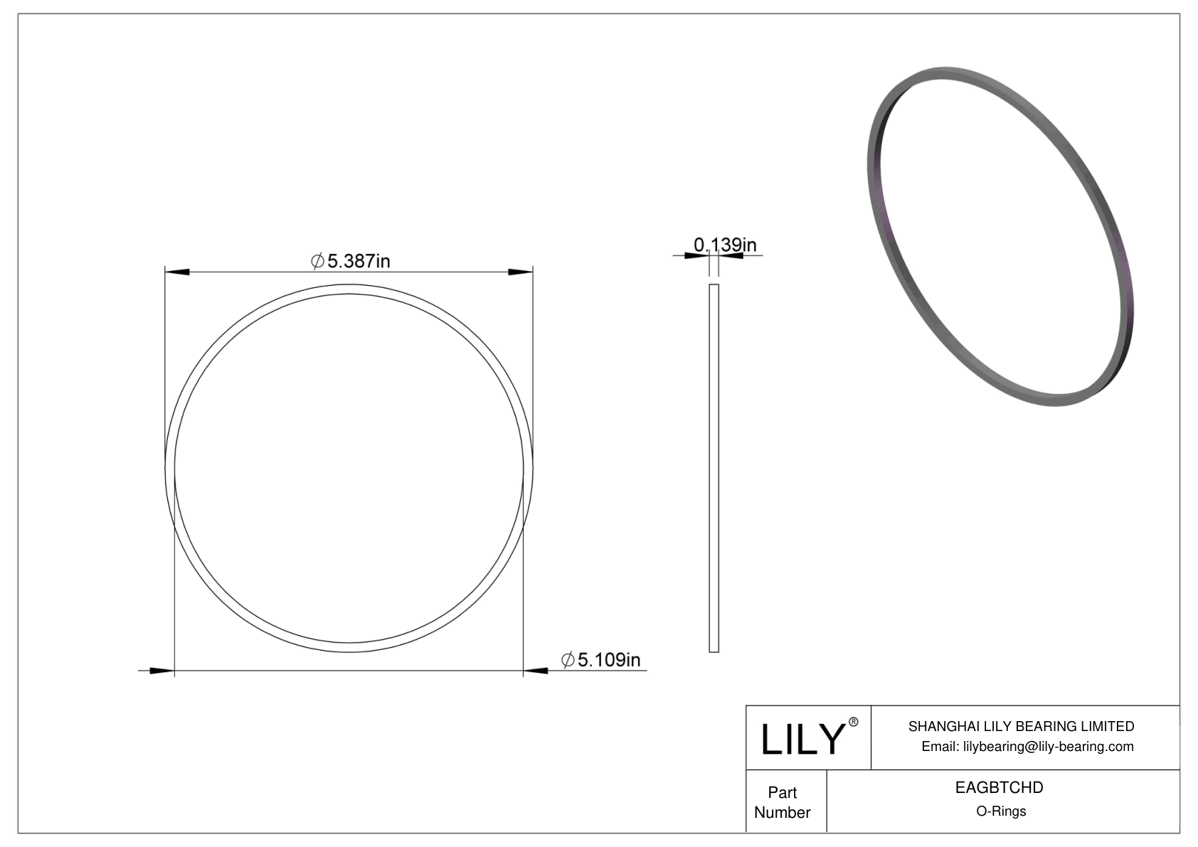 EAGBTCHD Oil Resistant O-Rings Square cad drawing