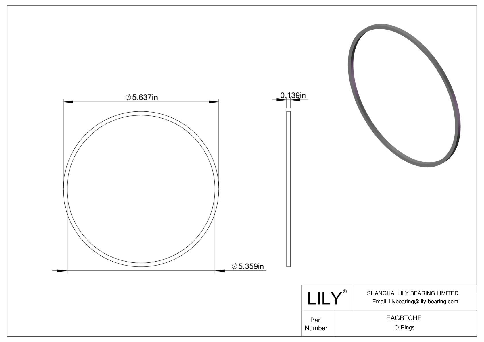 EAGBTCHF Oil Resistant O-Rings Square cad drawing