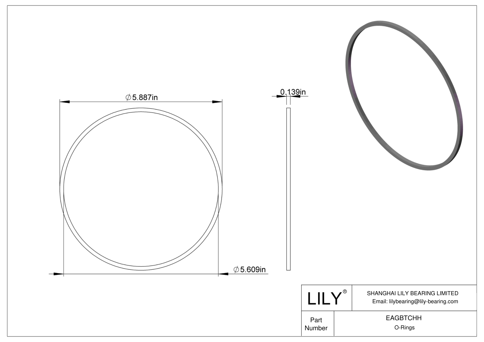 EAGBTCHH Oil Resistant O-Rings Square cad drawing