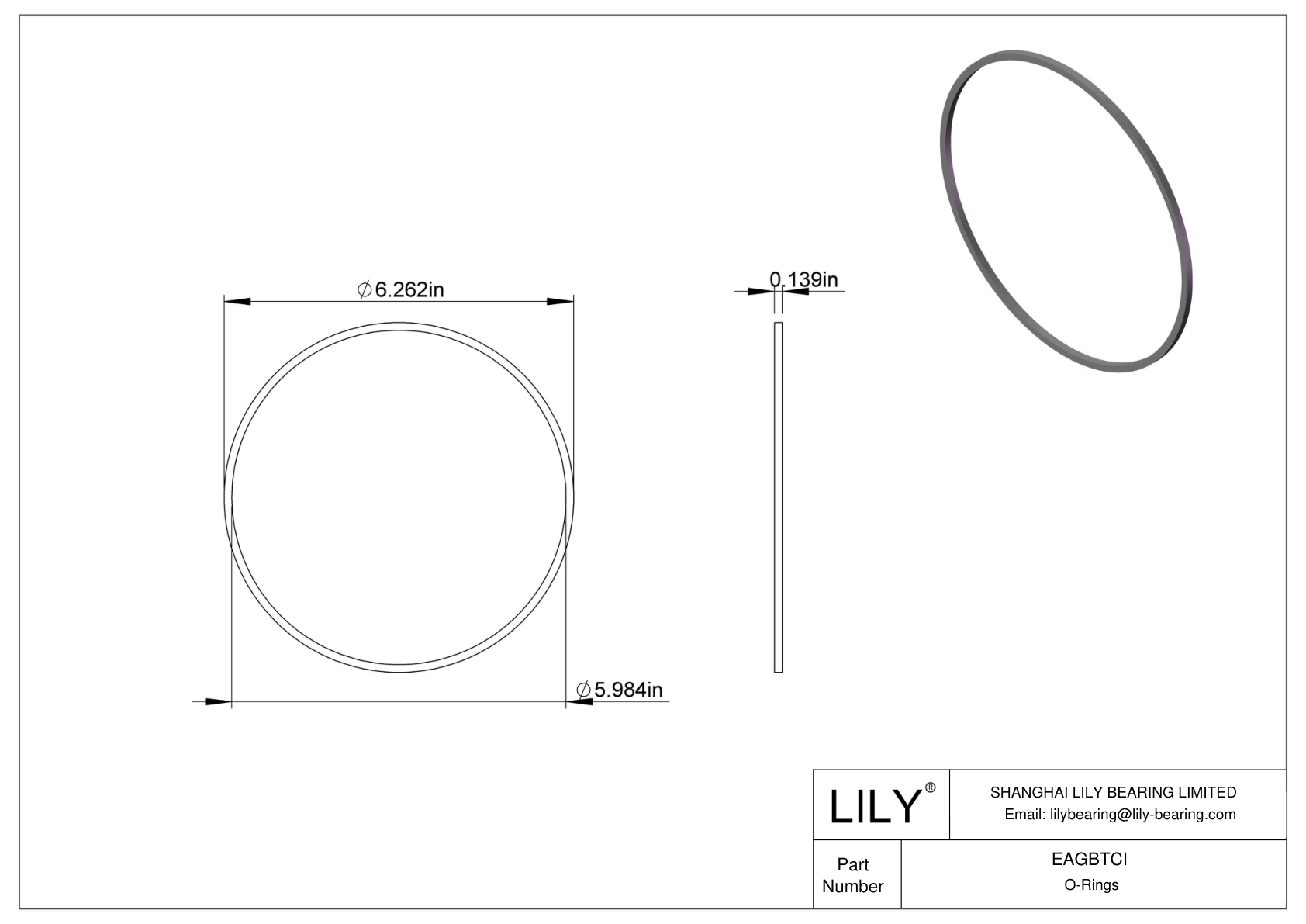EAGBTCI Oil Resistant O-Rings Square cad drawing