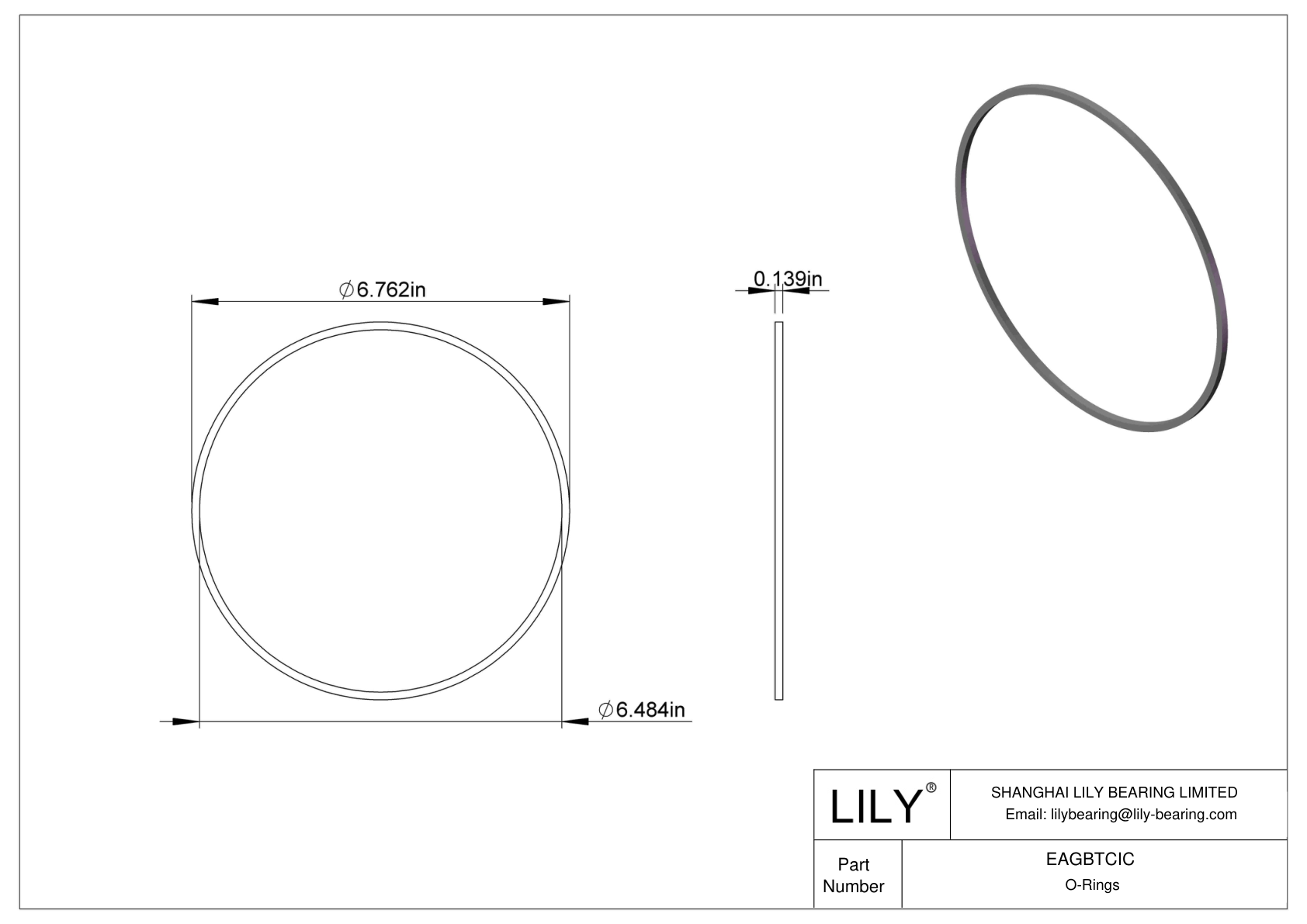 EAGBTCIC Oil Resistant O-Rings Square cad drawing