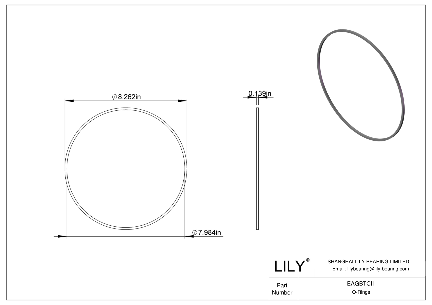 EAGBTCII Oil Resistant O-Rings Square cad drawing