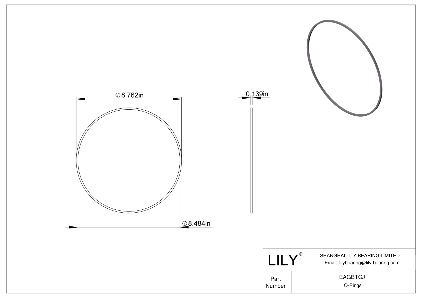 EAGBTCJ Oil Resistant O-Rings Square cad drawing