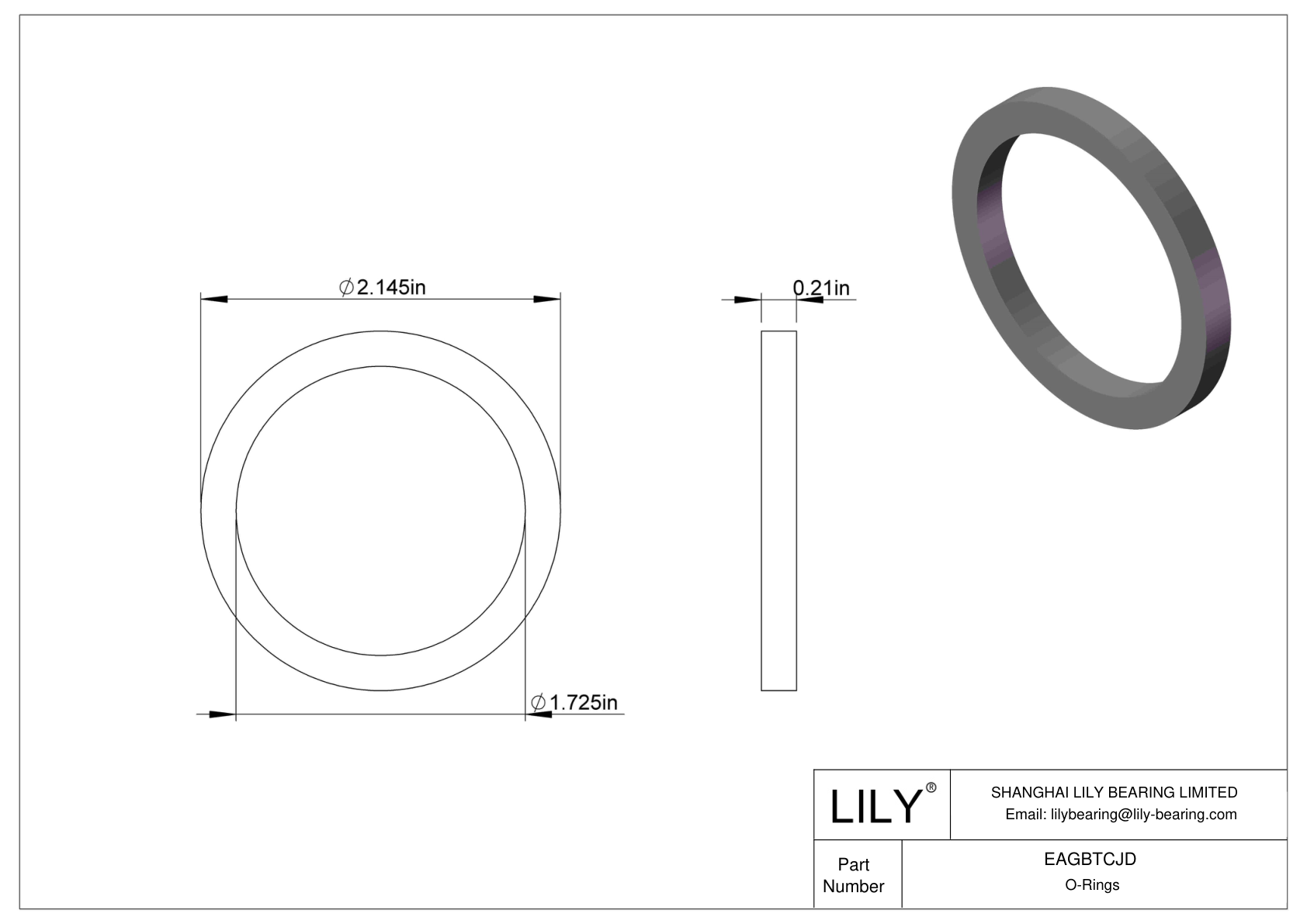 EAGBTCJD Oil Resistant O-Rings Square cad drawing