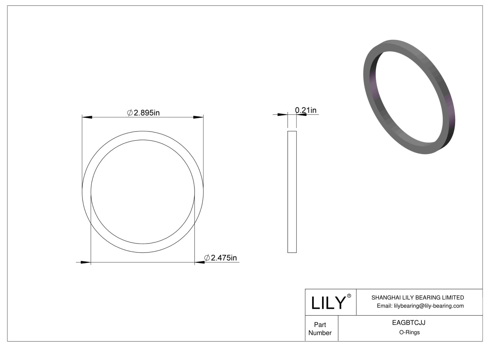 EAGBTCJJ Oil Resistant O-Rings Square cad drawing