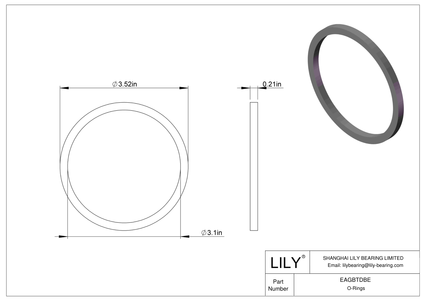 EAGBTDBE Oil Resistant O-Rings Square cad drawing